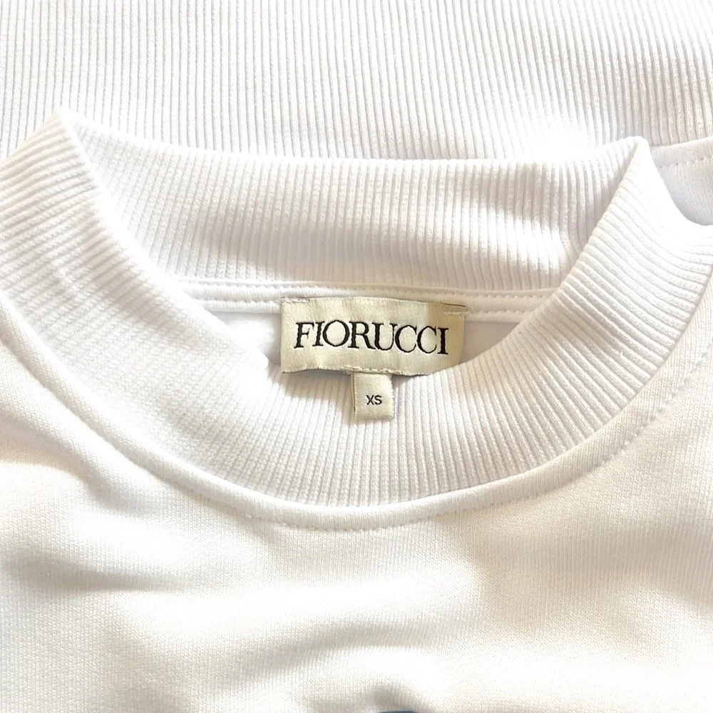 Fiorucci Milan Crop Crew Sweatshirt White